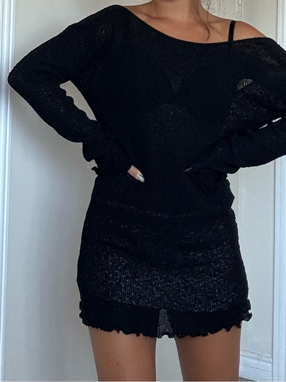 H&M Lightweight Black Knit Long Sleeve Dress